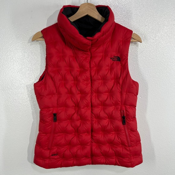 The North Face Women's 550 Down Vest Red Goose Down Puffer Insulated Small SP - Picture 2 of 13